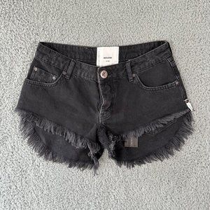 One Teaspoon Shorts Women's 25 Black Bonita Cut Off High Waisted Low Rise New